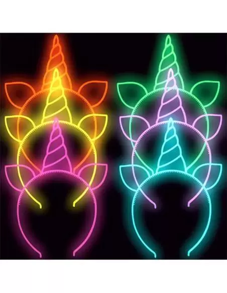 Pack 6 Diademas Unicornio fluorescentes UV